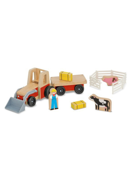 MD9392,Set de joaca Excavator din lemn cu remorca MD9392,Set de joaca Excavator din lemn cu remorca