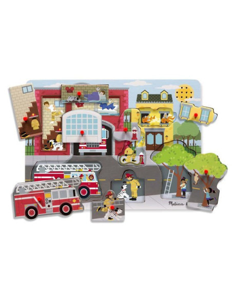 MD0736,Puzzle cu sunete Brigada de pompieri Melissa and Doug