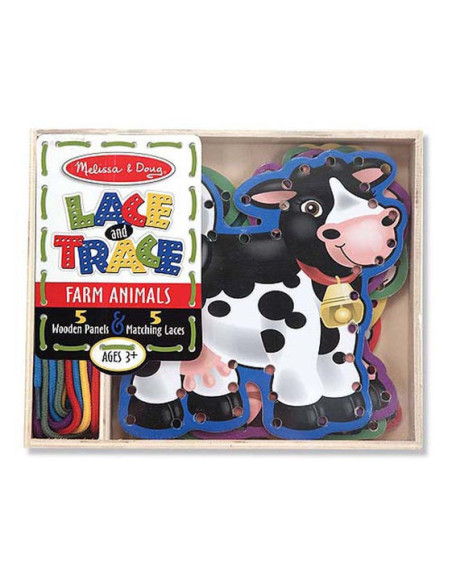 MD3781,Melissa and Doug - Joc cu sireturi - Animale de la ferma