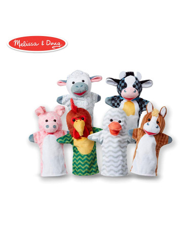 MD9121,Set 6 papusi de mana Animale de la ferma - Melissa & Doug