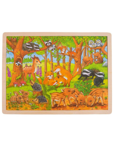 GOKI57734,Puzzle Din Lemn Pui De Animale Salbatice