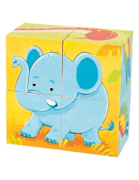 GOKI57434,Puzzle din cuburi Animale Salbatice