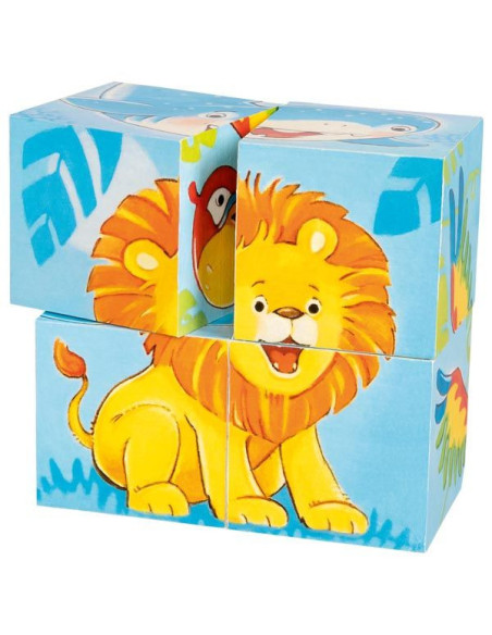 GOKI57434,Puzzle din cuburi Animale Salbatice