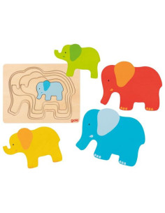 GOKI57450,Puzzle stratificat Elefantii