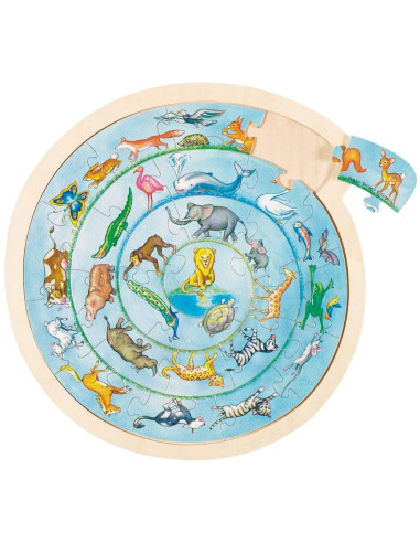 GOKI57790,Puzzle rotund Cercul animalelor
