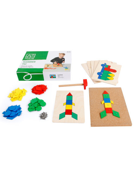 TFL900000088,Joc Educativ de constructii cu ciocan si cuie Forme Geometrice