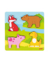 GOKI57433,Puzzle tactil din lemn Atinge si descopera Animale
