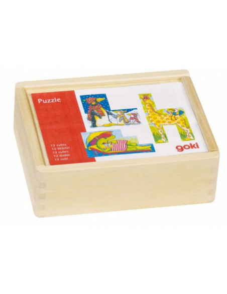 GOKI57815,Puzzle din cuburi Animale Amuzante