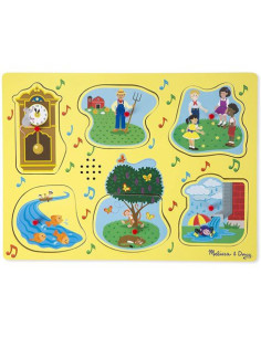 MD0735,Puzzle de lemn cu sunete Cantecele copilariei Melissa & Doug