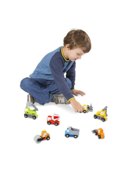 MD3180,Set de 7 masinute utilitare din lemn MD3180,Set de 7 masinute utilitare din lemn