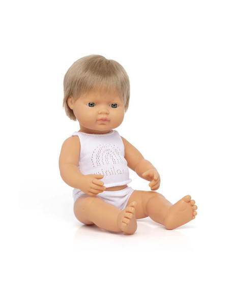 ML31259,Papusa educativa 38 cm Baiat caucazian blond inchis