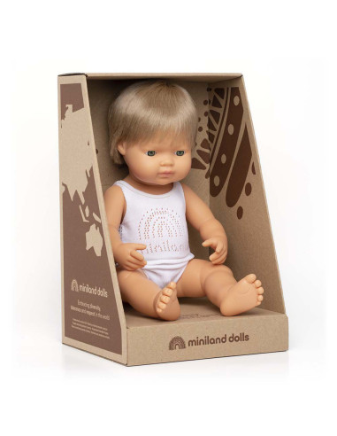 ML31259,Papusa educativa 38 cm Baiat caucazian blond inchis