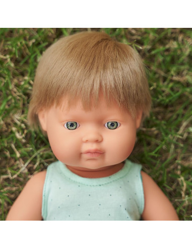 ML31259,Papusa educativa 38 cm Baiat caucazian blond inchis