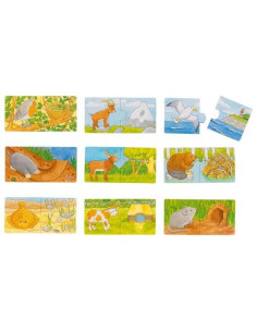 GOKI57462,Set de 9 puzzleuri Unde locuiesc animalele?