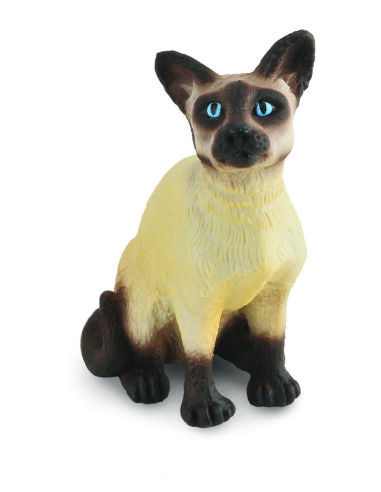 COL88331S,Figurina pictata manual Pisica Siameaza sezand