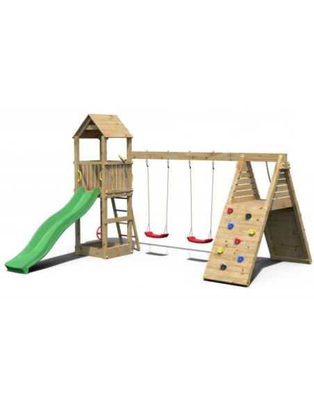 FU04630PK,Loc de joaca din lemn Fungoo FLEPPI cu 2 leagane si catarator 04630PK