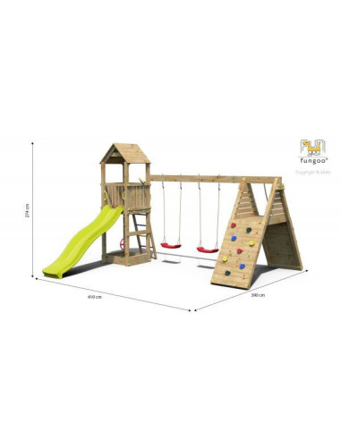 FU04630PK,Loc de joaca din lemn Fungoo FLEPPI cu 2 leagane si catarator 04630PK