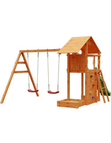 FU06760PTXX2,Complex joaca din lemn Smart 2 cu leagane, zid de catarat si turn Fungoo