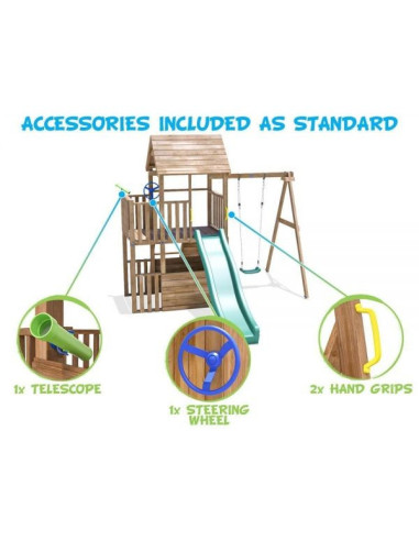 DHPS701-1,Complex de joaca BalconyFort ™ Single Swing, tobogan verde, Dunster House