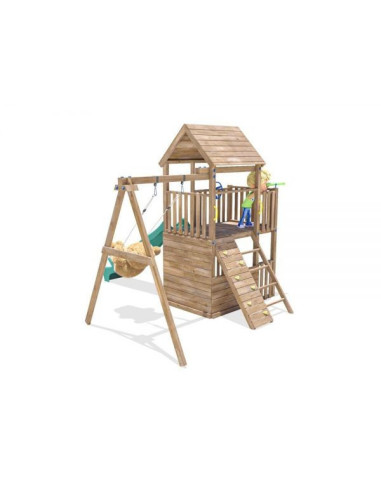 DHPS701-1,Complex de joaca BalconyFort ™ Single Swing, tobogan verde, Dunster House