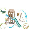 DHPS708-1,Complex de joaca FrontierFort Max cu Monkey Bars si 2 leagane, tobogan verde 2.9 m, Dunster House