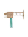 DHPS708-1,Complex de joaca FrontierFort Max cu Monkey Bars si 2 leagane, tobogan verde 2.9 m, Dunster House