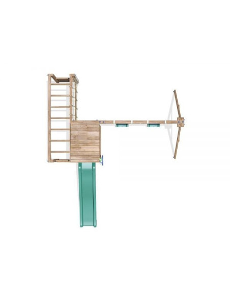 DHPS711-1,Complex de joaca ChallengeFort cu 2 leagane si monkeybar, tobogan verde, Dunster House