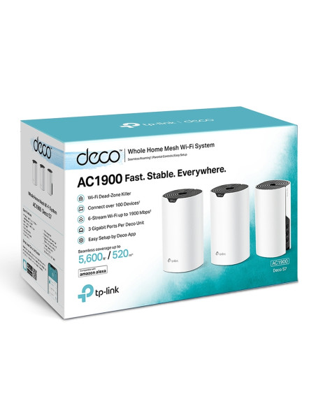 Deco S7(3-pack),MESH TP-LINK, wireless, router AC1900, pt interior, 1900 Mbps, port LAN, WAN, 2.4 GHz | 5 GHz, antena interna x 
