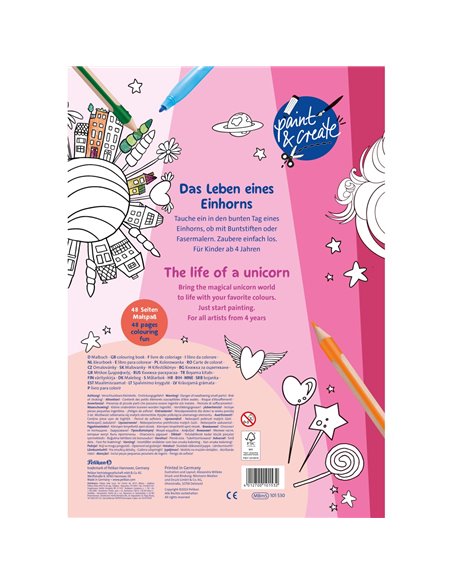 101530,Carte de colorat PELIKAN A4 48 file,100 Abtibilduri, Motiv unicorn