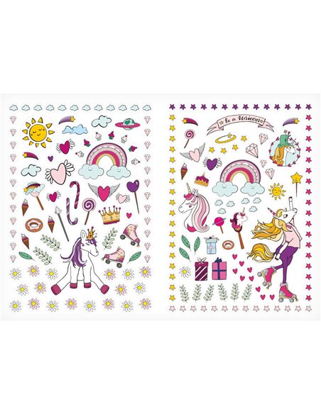 101530,Carte de colorat PELIKAN A4 48 file,100 Abtibilduri, Motiv unicorn