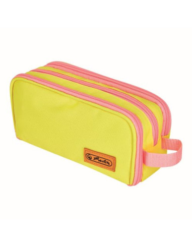 50043743,Penar tip etui, neon, 3 compartimente, galben/roz