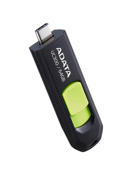 ACHO-UC300-64G-RBK/GN,MEMORIE USB Type-C 3.2 ADATA 64 GB, retractabila, carcasa plastic, negru / verde "ACHO-UC300-64G-RBK/GN" (