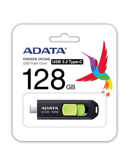 ACHO-UC300-128G-RBK/GN,MEMORIE USB Type-C 3.2 ADATA 128 GB, retractabila, carcasa plastic, negru / verde "ACHO-UC300-128G-RBK/GN