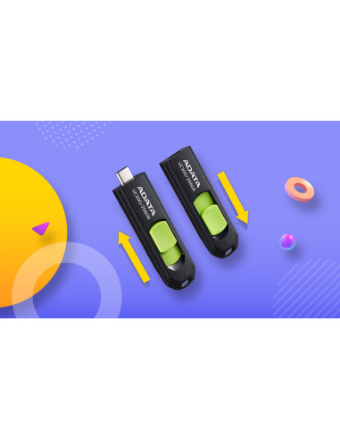 ACHO-UC300-128G-RBK/GN,MEMORIE USB Type-C 3.2 ADATA 128 GB, retractabila, carcasa plastic, negru / verde "ACHO-UC300-128G-RBK/GN