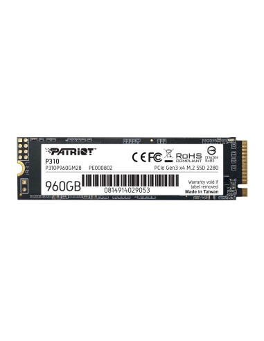 P310P960GM28,SSD PATRIOT, P310, 960 GB, M.2, PCIe Gen3.0 x4, R/W: 2100/1800 MB/s, "P310P960GM28"