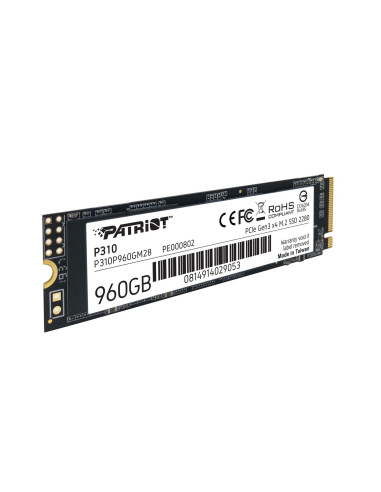 P310P960GM28,SSD PATRIOT, P310, 960 GB, M.2, PCIe Gen3.0 x4, R/W: 2100/1800 MB/s, "P310P960GM28"