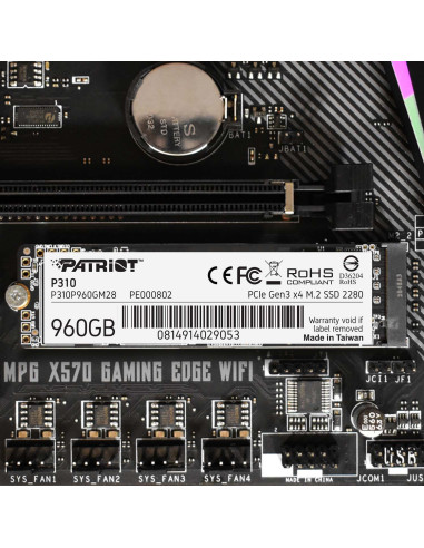 P310P960GM28,SSD PATRIOT, P310, 960 GB, M.2, PCIe Gen3.0 x4, R/W: 2100/1800 MB/s, "P310P960GM28"