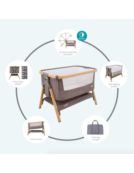 BB-211205/3590,Tutti Bambini – Patut 2 in 1 co-sleeper CoZee Oak & Charcoal