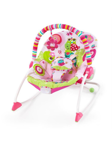 BB-10125,Bright Starts - Balansoar cu vibratii 2 in 1 Raspberry Garden