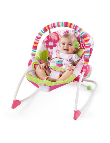 BB-10125,Bright Starts - Balansoar cu vibratii 2 in 1 Raspberry Garden