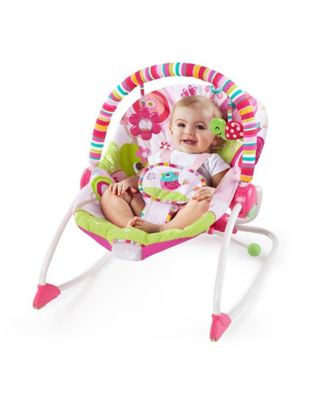 BB-10125,Bright Starts - Balansoar cu vibratii 2 in 1 Raspberry Garden