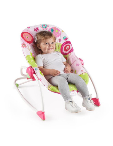BB-10125,Bright Starts - Balansoar cu vibratii 2 in 1 Raspberry Garden
