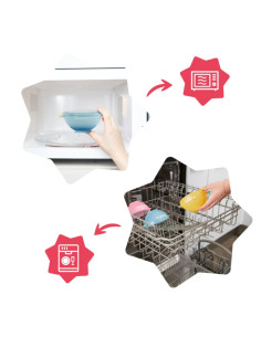 BB-B005108,Set 3 boluri colorate pentru mancare, cu suport inclus 2