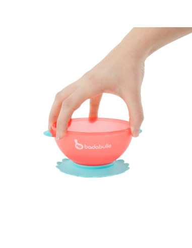 BB-B005108,Set 3 boluri colorate pentru mancare, cu suport inclus