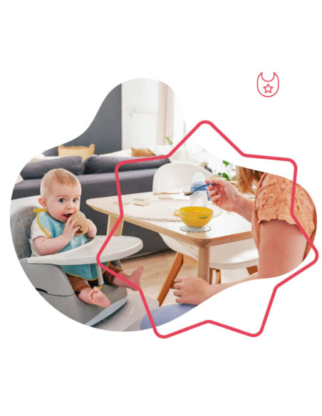 BB-B005108,Set 3 boluri colorate pentru mancare, cu suport inclus