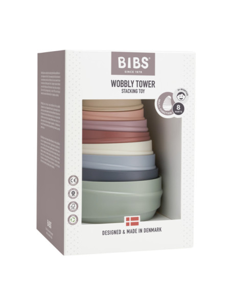 BB-4100100,BIBS - Jucaria Turnul Wobbly, Pastel Rainbow