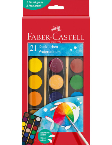FC125021,Acuarele 21 culori 30mm + pensula faber-castell