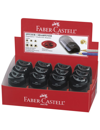 FC183500,Ascutitoare plastic dubla cu container neagra faber-castell