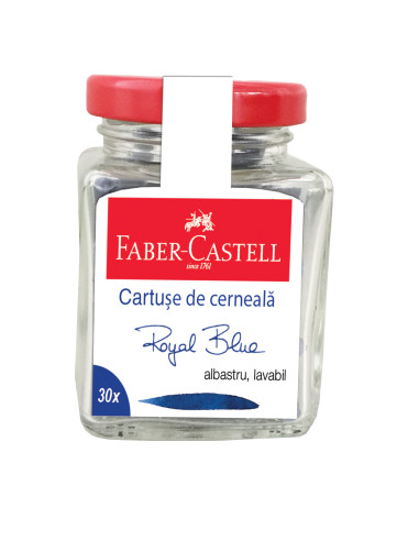 FC185528,Patroane cerneala mici albastre 30 buc/borcan faber-castell
