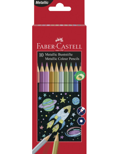 FC201583,Creioane colorate metalizate 10 culori faber-castell